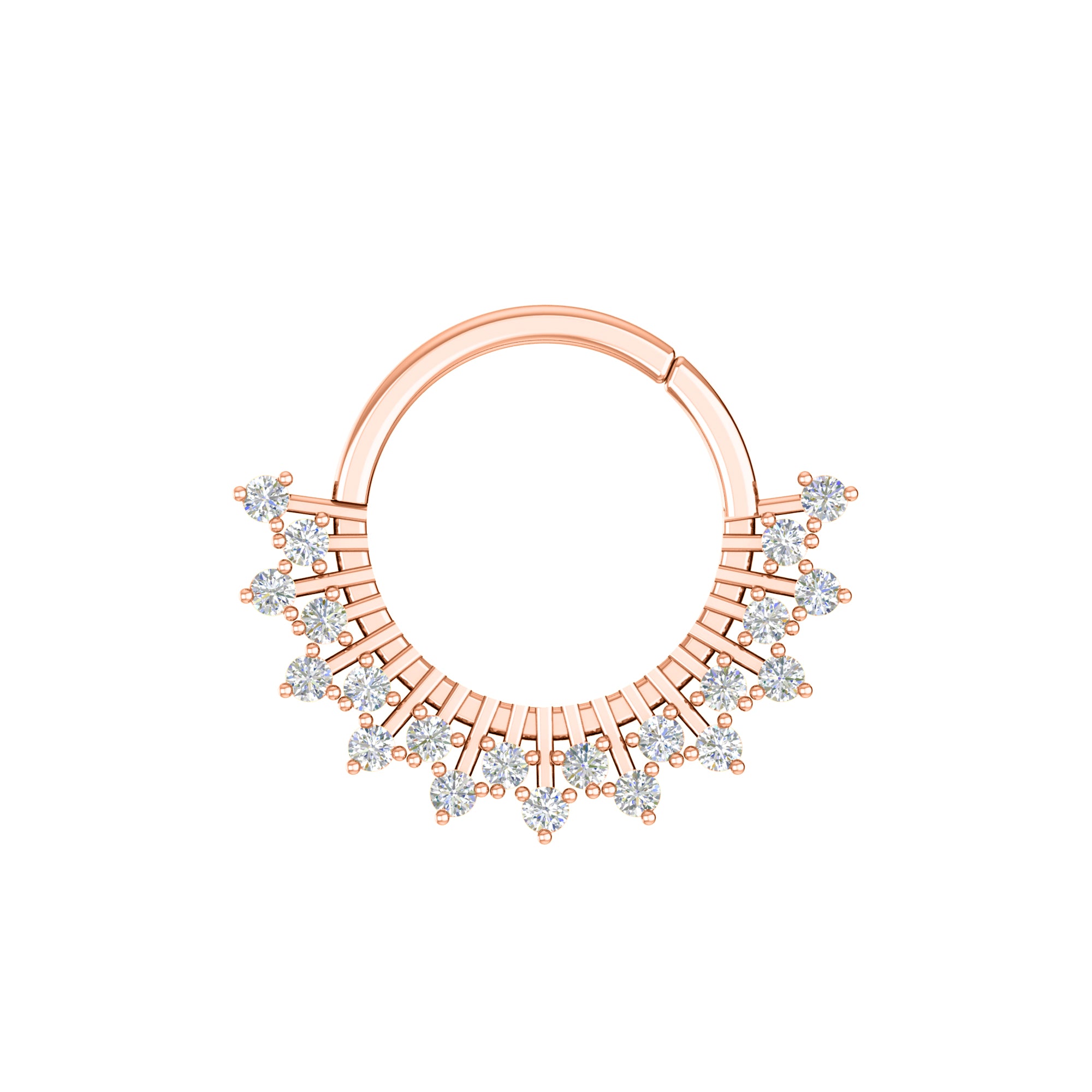 RKC JEWELRY Anello da naso da donna con Moissanite floreale in argento sterling 925, placcato in oro rosa 14k, peso 2,60 GM