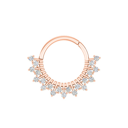 RKC JEWELRY Anello da naso da donna con Moissanite floreale in argento sterling 925, placcato in oro rosa 14k, peso 2,60 GM