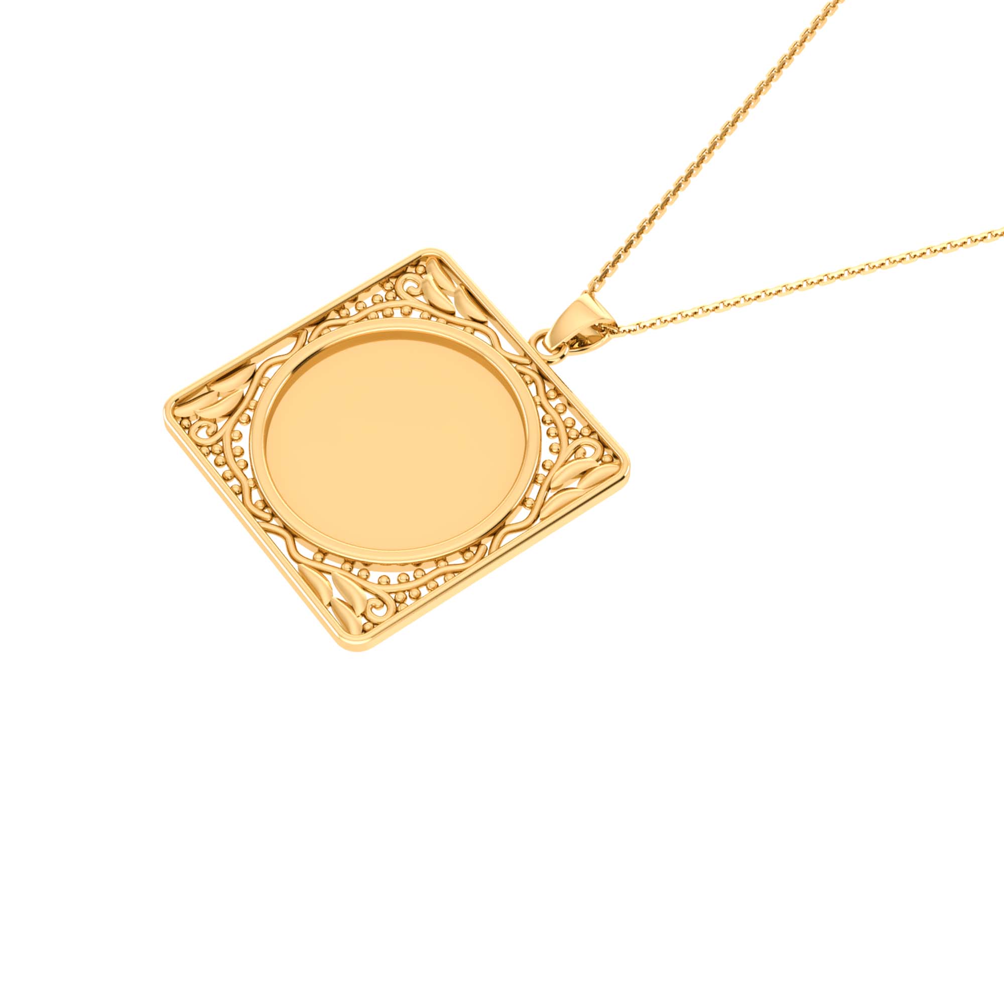 RKC Frame For Photo Personalised Memory Necklace Pendant 14k Gold Plated Silver