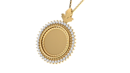 Rkc 0.52 Carat Moissanite Photo Memory Pendant 14k Yellow Gold Plated 925 Silver Weight 5.00gm ANd Height 21.00mm