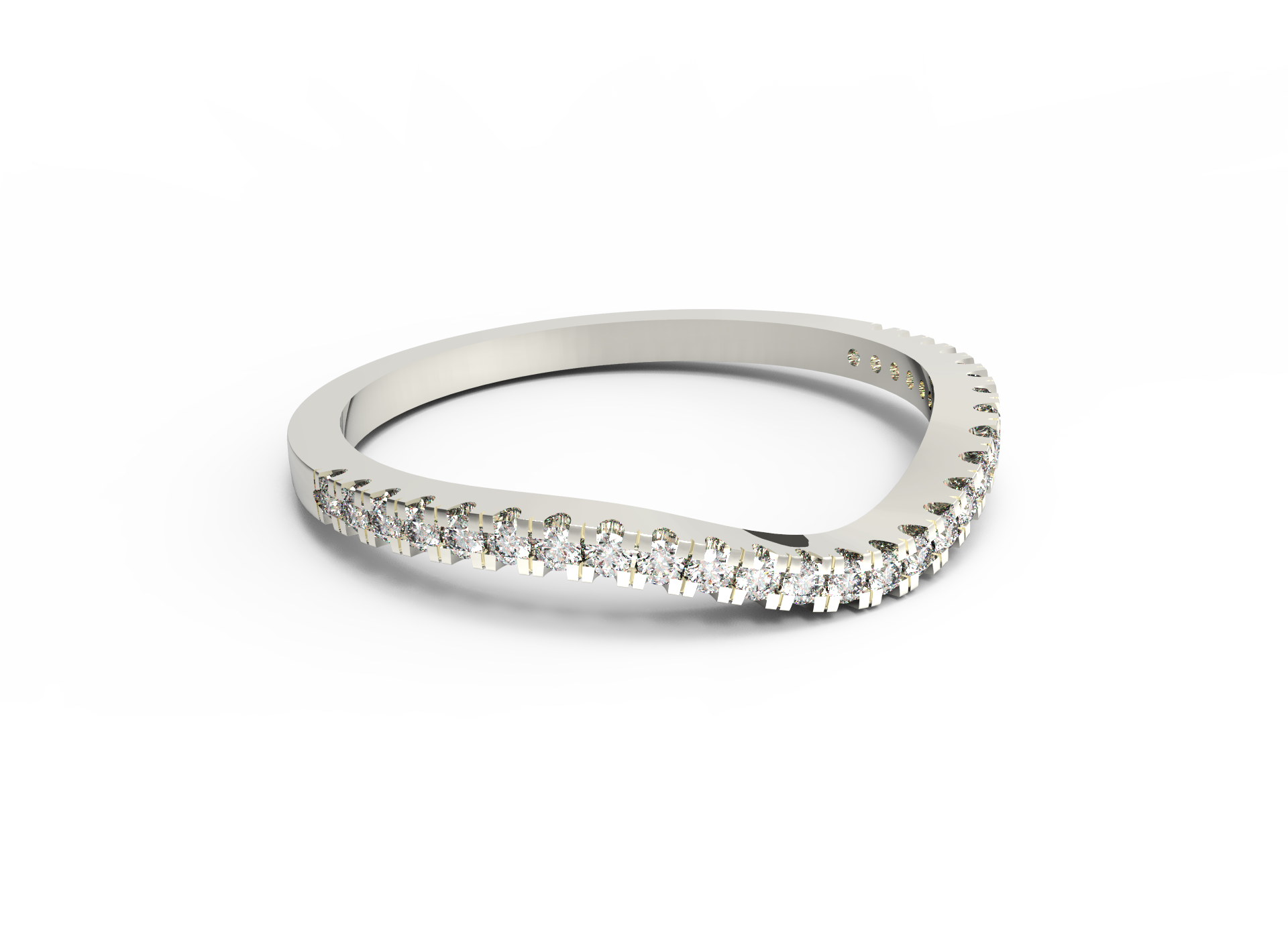 Fede nuziale da donna curva Moissanite RKC, oro giallo su argento sterling 925, peso 1,30 g.