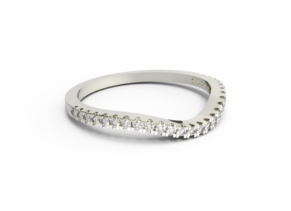 Fede nuziale da donna curva Moissanite RKC, oro giallo su argento sterling 925, peso 1,30 g.