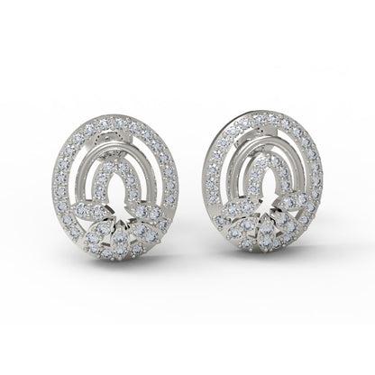 Orecchino da donna con perno a vite sul retro in argento sterling RKC 925, rosa 14k, oltre 3,50 Gm, altezza 12,50 mm