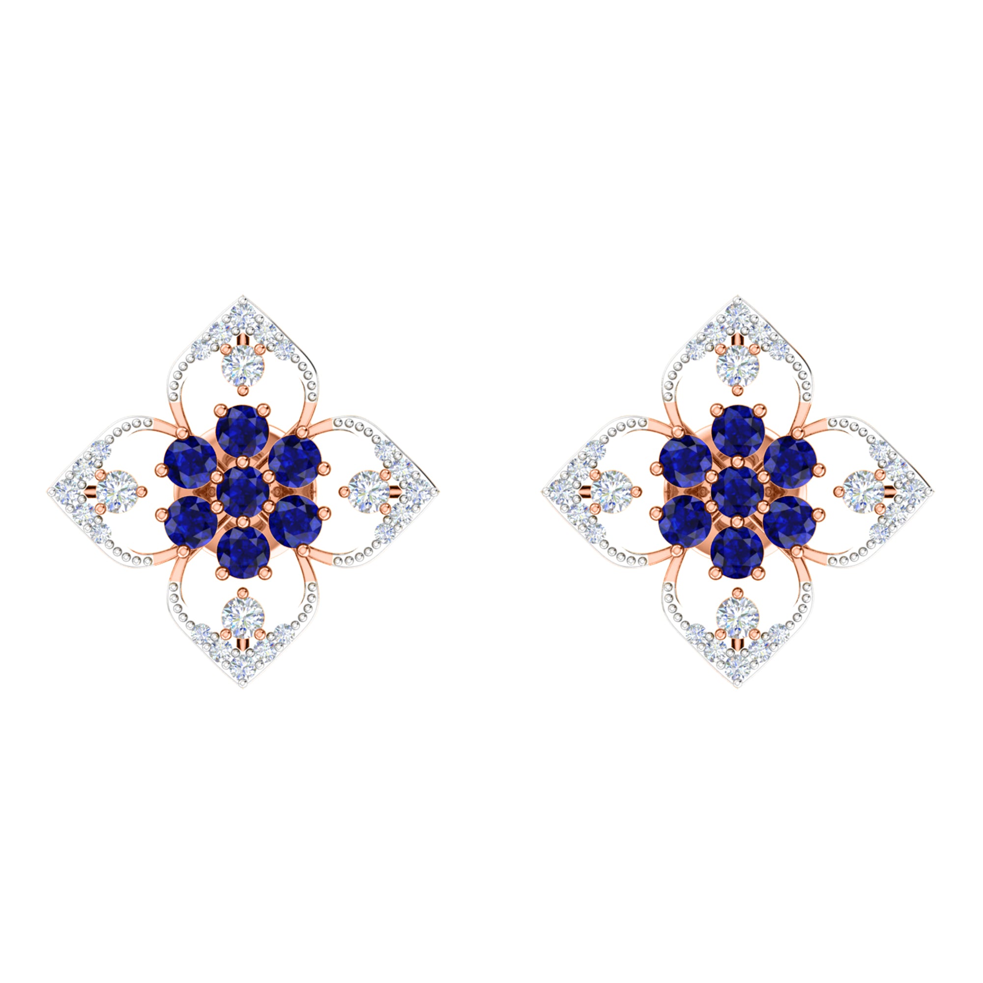 RKC 925 Sterling Silber Damen-Ohrring mit Blumenmuster für den täglichen Gebrauch, 14 Karat Gelb, Produktgewicht: 2,80 GM, Höhe: 14,70 mm