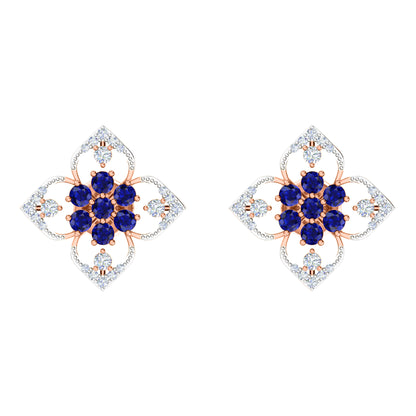 RKC 925 Sterling Silber Damen-Ohrring mit Blumenmuster für den täglichen Gebrauch, 14 Karat Gelb, Produktgewicht: 2,80 GM, Höhe: 14,70 mm