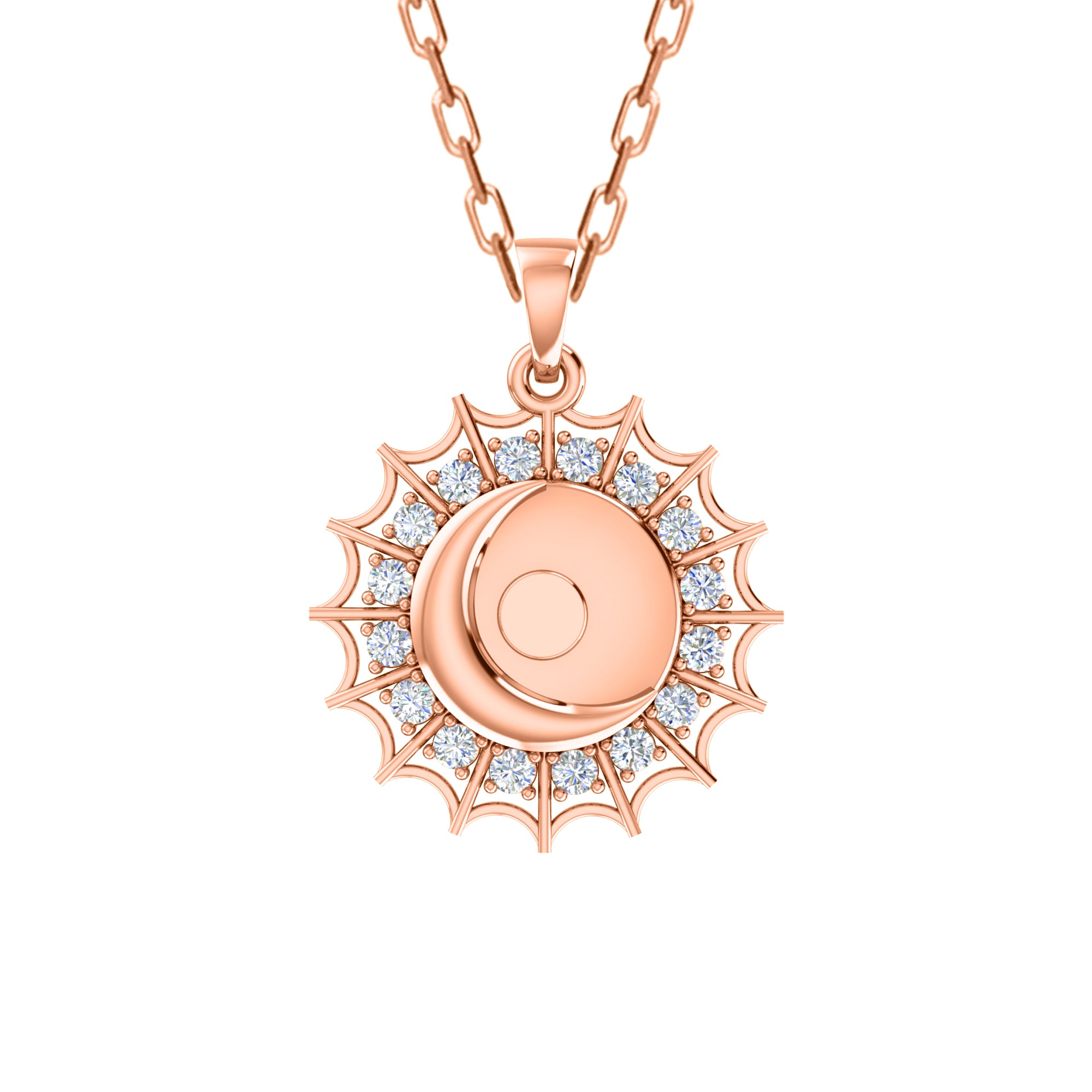 Ciondolo luna Moissanite RKC da 0,48 ct, gioielli in argento 925, placcato oro giallo 14 carati, 4,80 g, altezza 27 mm