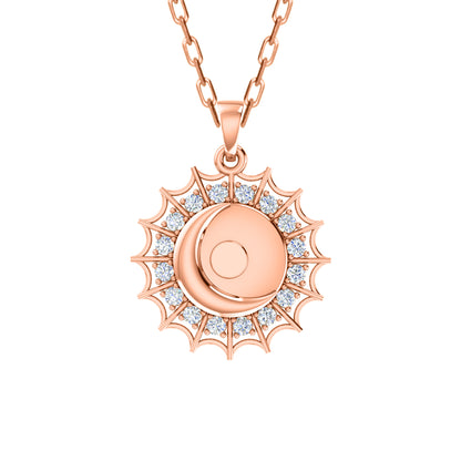 Ciondolo luna Moissanite RKC da 0,48 ct, gioielli in argento 925, placcato oro giallo 14 carati, 4,80 g, altezza 27 mm