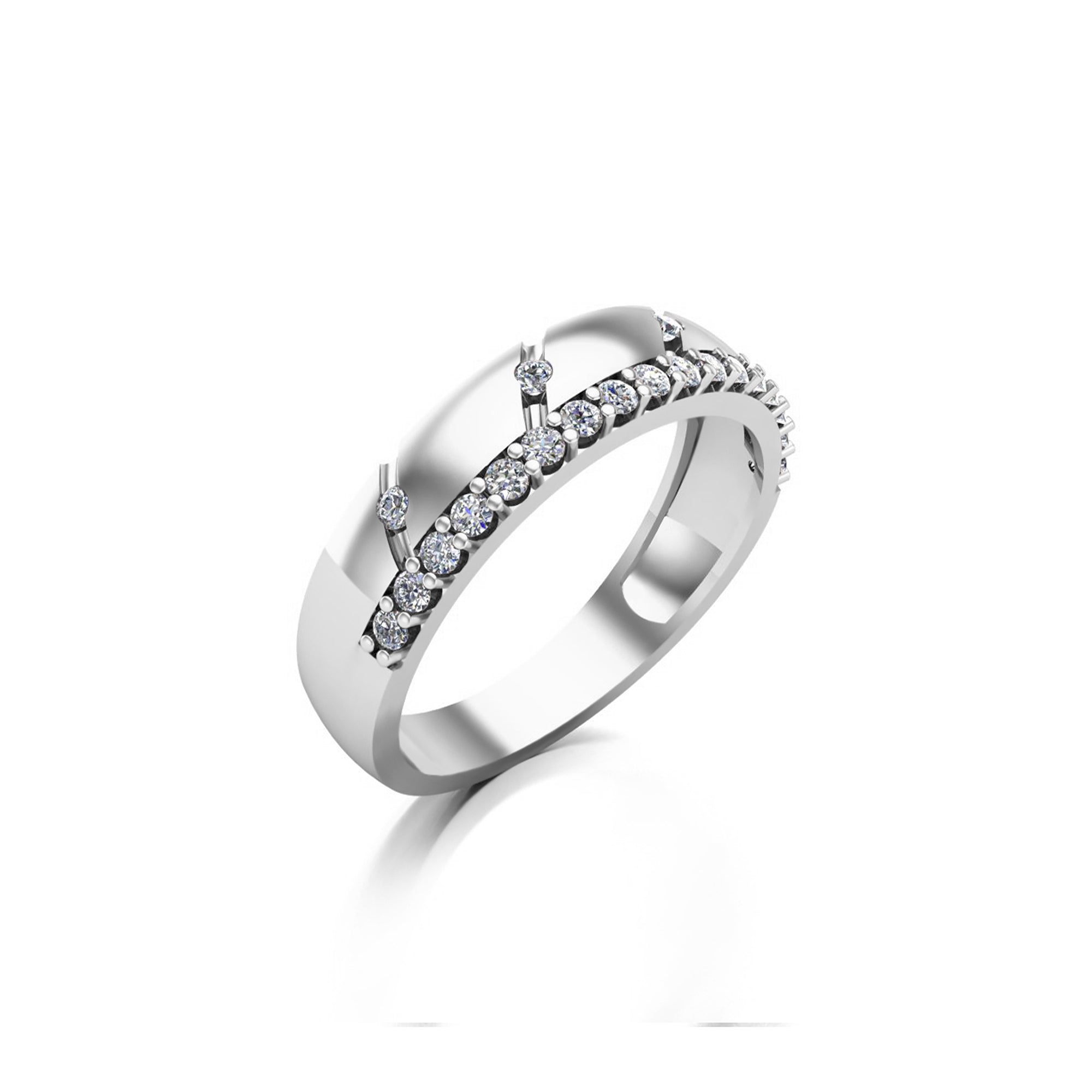 RKC 0,28 ct Moissanit 925 Sterling Silber vergoldeter Herren-Bandring für Valentinstagsgeschenk, Gewicht 4 g und Breite 4 mm