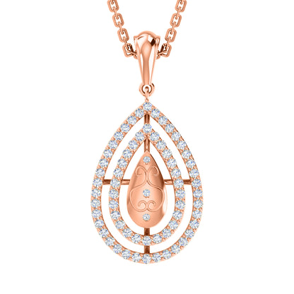 RKC Ciondolo a goccia in moissanite da 0,65 ct, gioielli in argento 925, placcato in oro giallo 14 carati, peso 5 g, altezza 31 mm