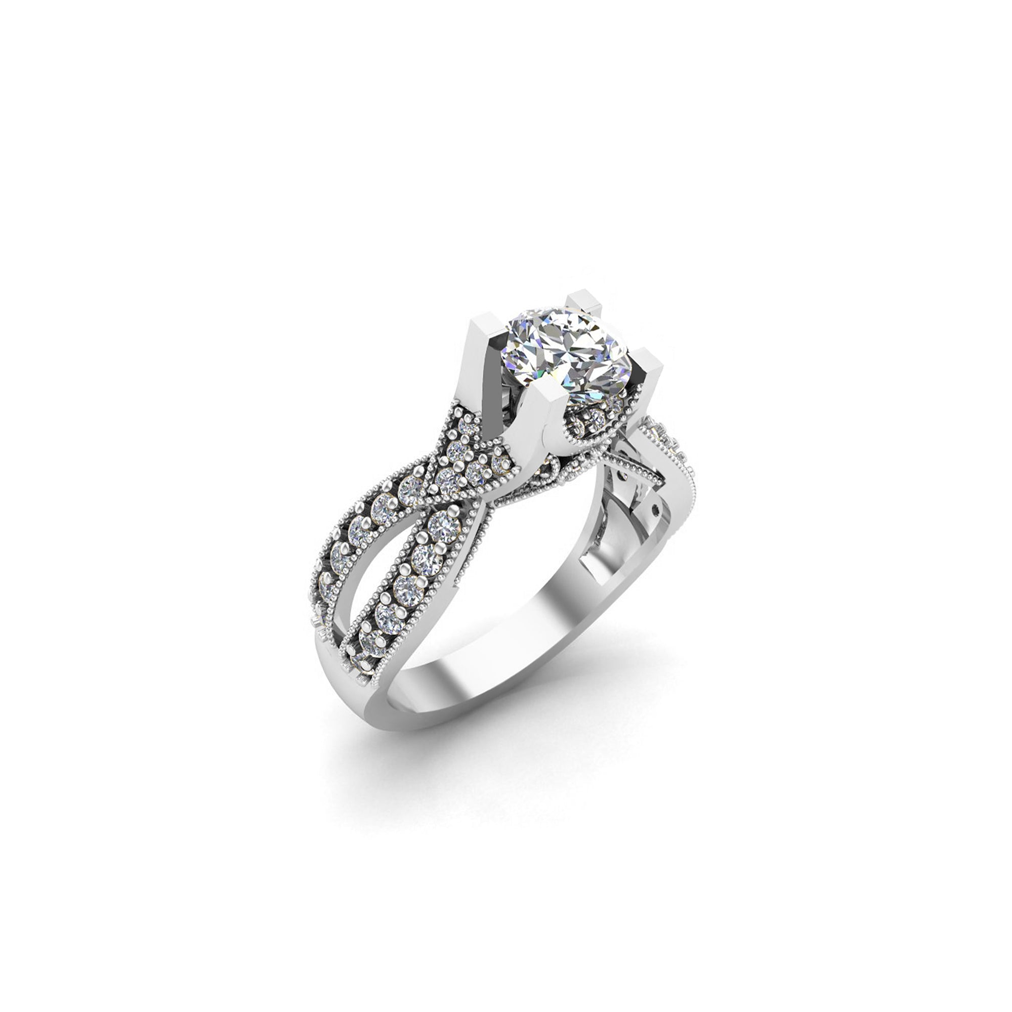 Anello da sposa da donna con solitario in argento 925 rotondo con Moissanite rotondo RKC, peso 3,5 g