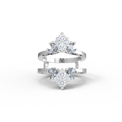 RKC Runder Moissanit Marquise Enhancer Ehering, Jackenring, 925er Sterlingsilber, 14 Karat Gelbgold vergoldet, Gewicht 5 g