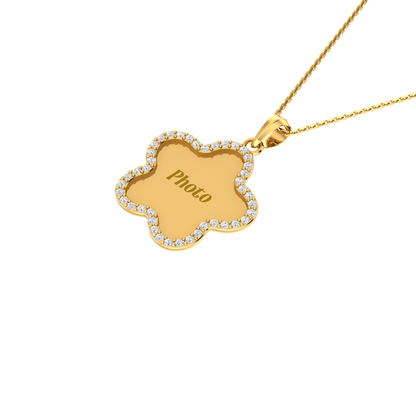 RKC 0.63 Ct Round Cut Real Moissanite Photo Memory Pendant 14k Yellow Gold Plated Weight 5.50 gm