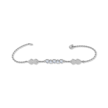 RKC Damen-Charm-Armband in Herzform, 925er-Sterlingsilber, 0,9 Karat Moissanit, 14 Karat Roségold vergoldet, Gewicht 5 g