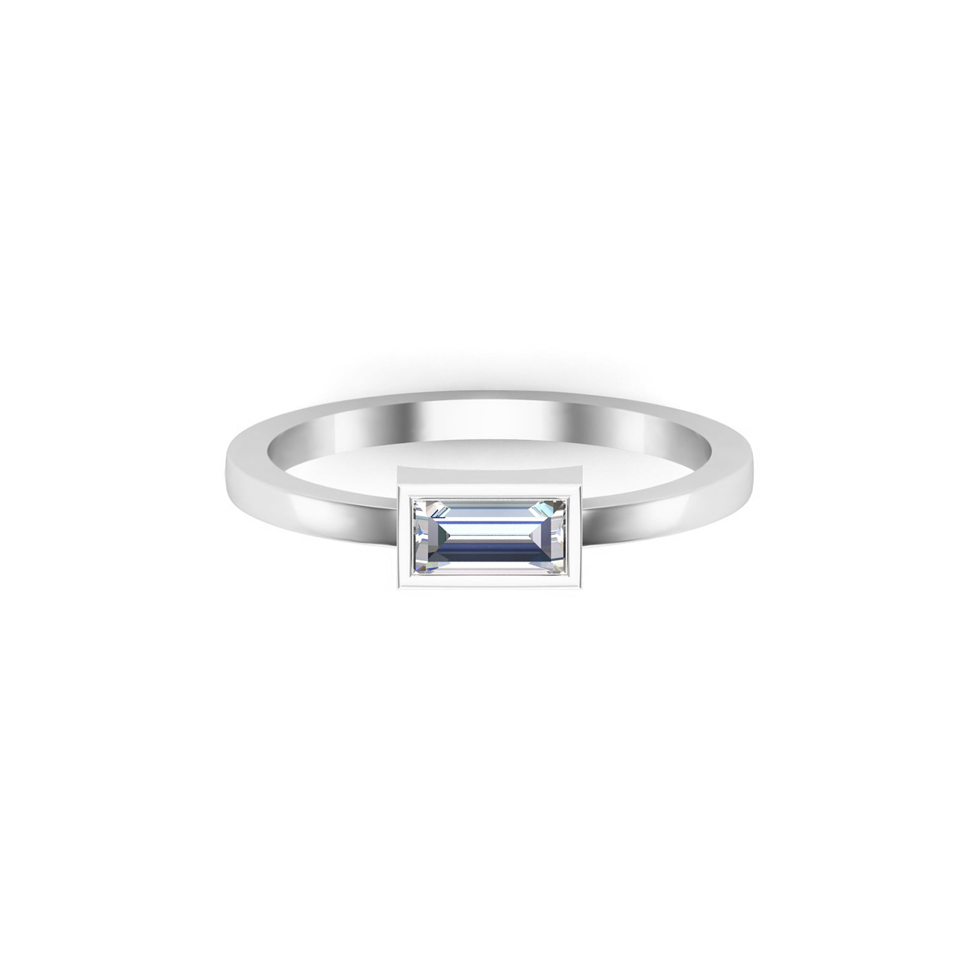 RKC 925 Sterling Silber Baguette-Solitärring für Sie, Gewicht 1,80 g, Breite 1,60 mm