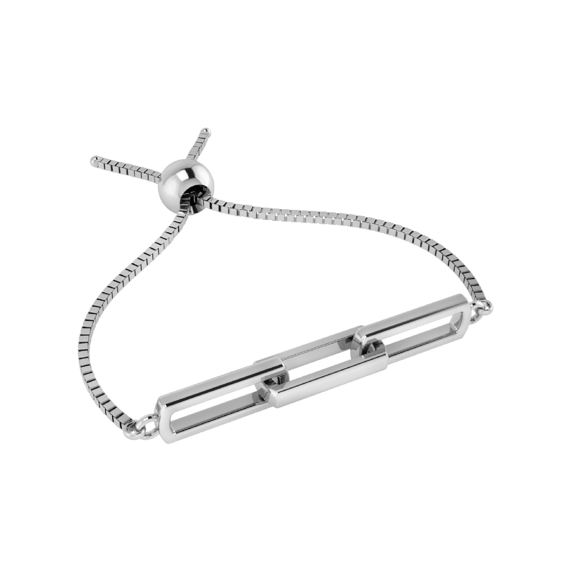 RKC 925 Sterling Silber Damen-Link-Bolo-Armband, 14 Karat Weißgold vergoldet, Gewicht 4 g
