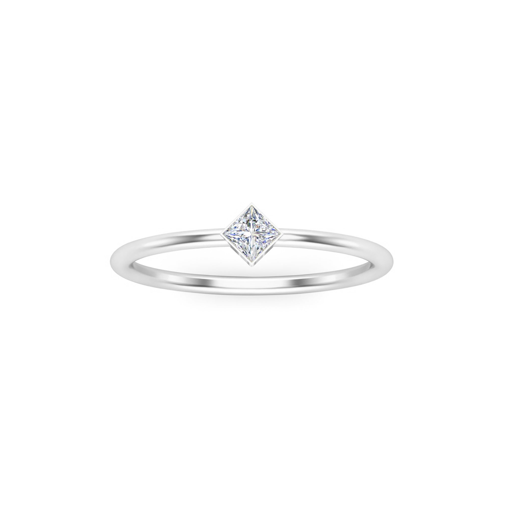 RKC Princess Cut Moissanit Solitär Verlobungsring 925 Silber 14K Roségold vergoldet