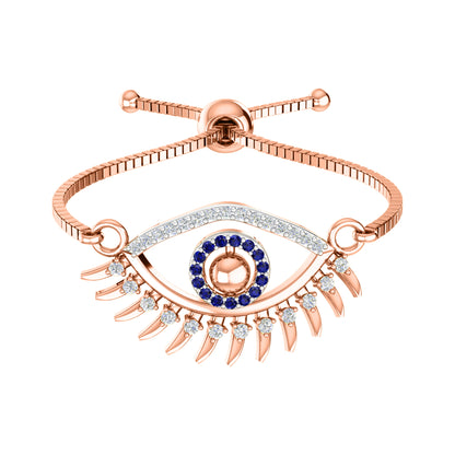 Bracciale da donna con pietre preziose multiple in argento sterling 925 RKC da 0,14 ct, placcato in oro giallo 14 carati, peso 3,80 GM, altezza 10,00 mm