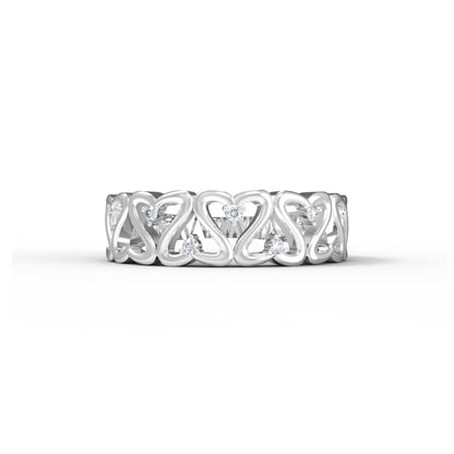 RKC Moissanite Anello a fascia regalo di compleanno a forma di cuore per la mamma Argento 925 placcato oro giallo 14 carati Peso 4 g Larghezza 2,20 MM