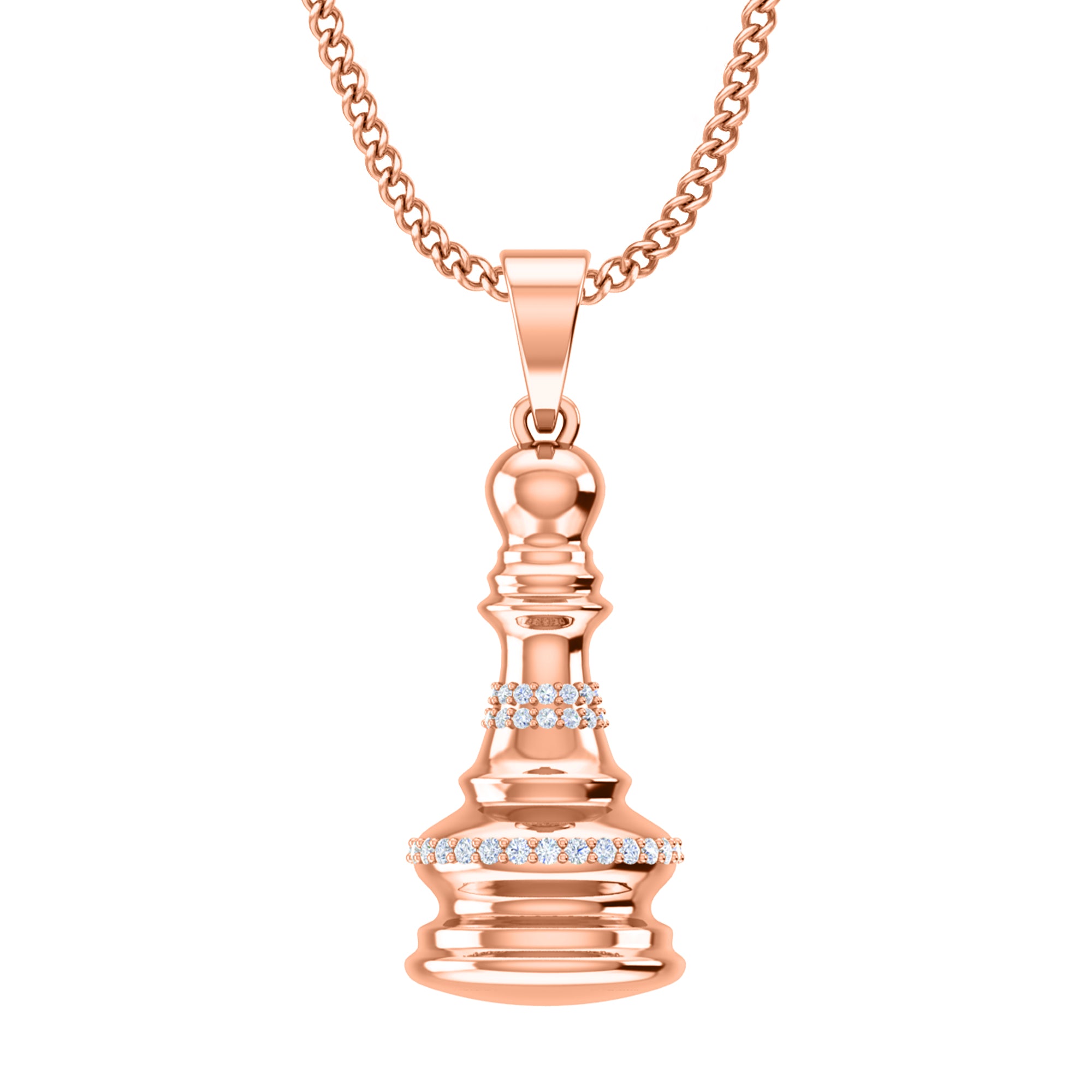 RKC 0,20 ct Moissanit Königin Schachfigur Anhänger 925 Silber Schmuck 14 K Gelbgold vergoldet 5 g 28,00 mm