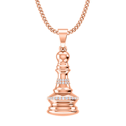 RKC 0,20 ct Moissanit Königin Schachfigur Anhänger 925 Silber Schmuck 14 K Gelbgold vergoldet 5 g 28,00 mm