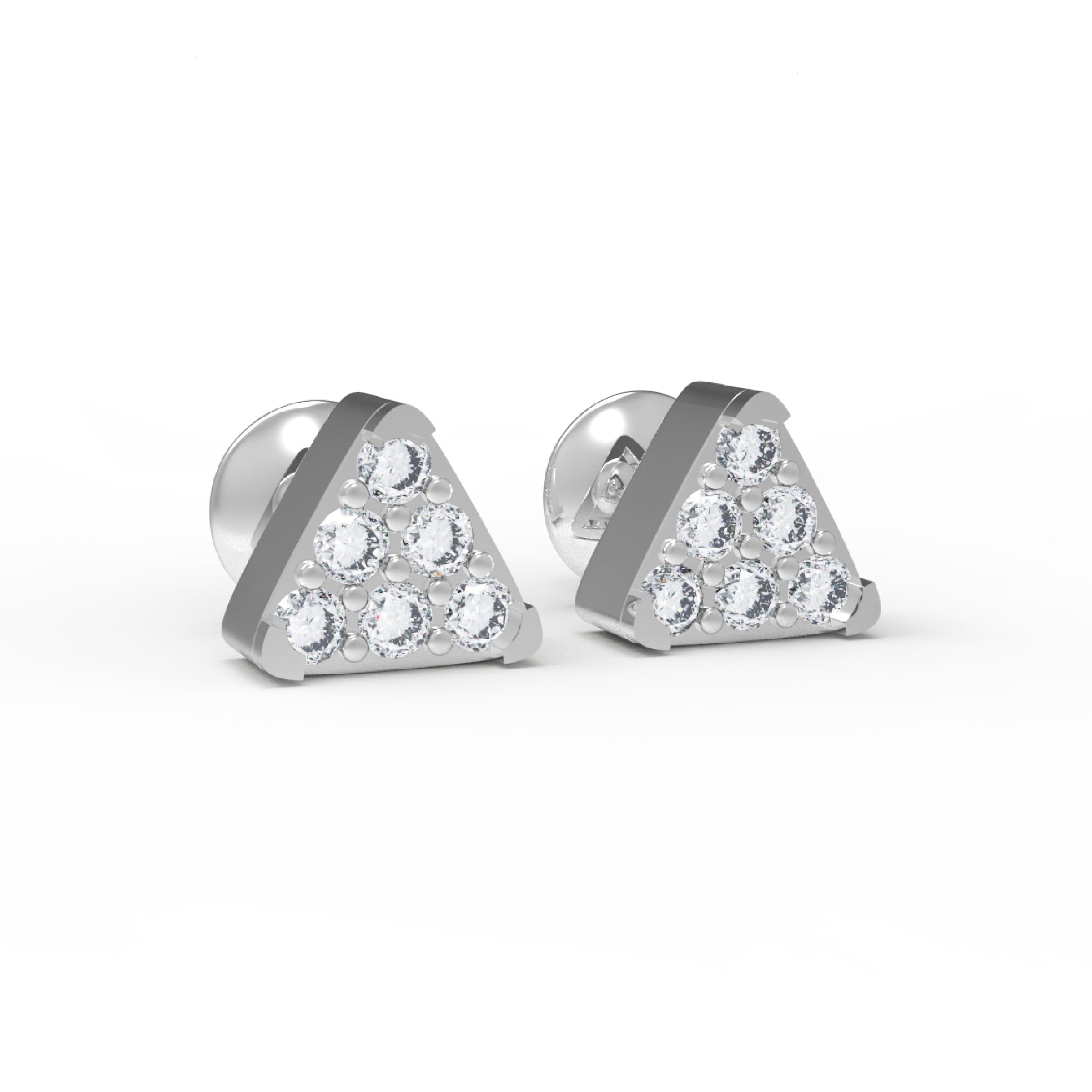 Orecchino da donna piccolo triangolare in argento sterling RKC 925 14k giallo oltre 2,30 Gm altezza 6,20 MM