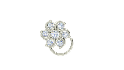 RKC JEWELRY Damen-Nasennadel mit floralem Moissanit-Motiv aus 925er-Sterlingsilber, 14 Karat Gelbgold vergoldet, Gewicht 1,00 g