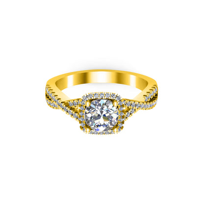 RKC Runder Moissanit-Hochzeits-Cross-Cross-Ring aus 925er Sterlingsilber, 14 Karat Roségold mit einem Gewicht von 2,20 g und einer Breite von 2 mm