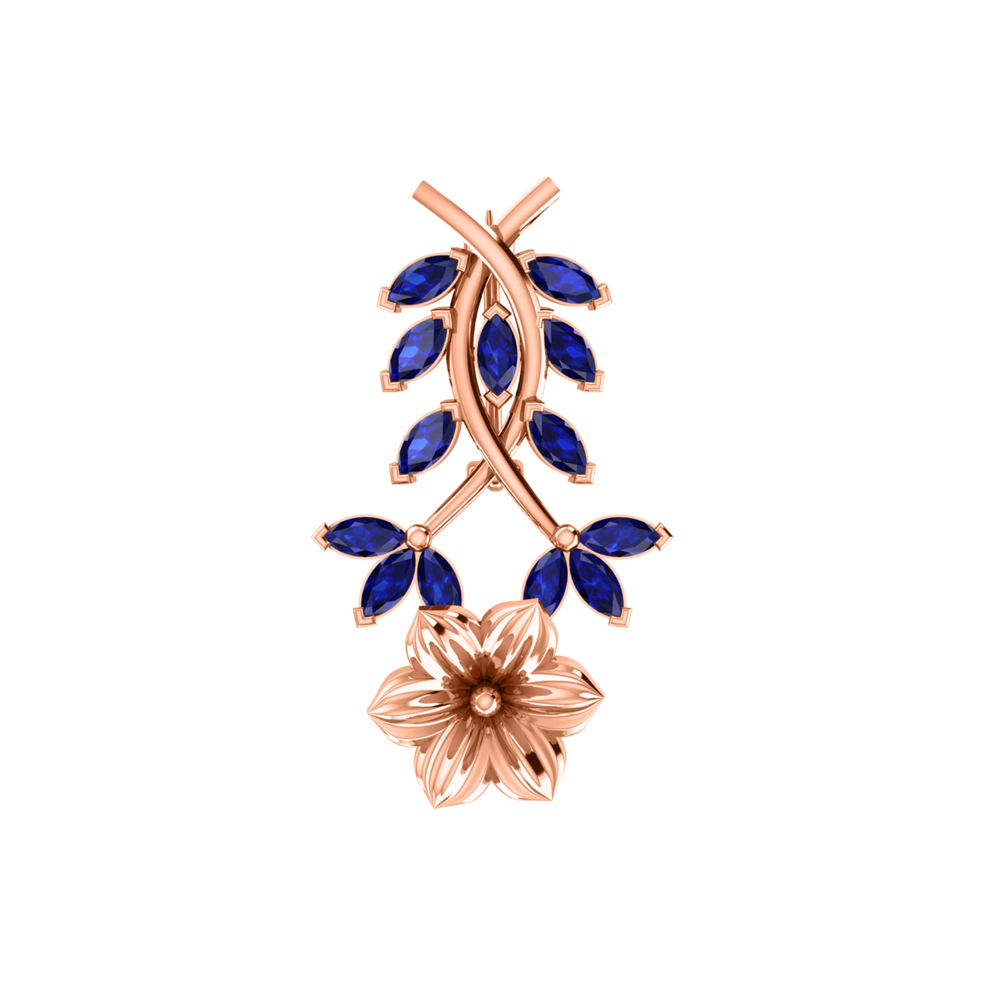 Spilla RKC Moissanite in argento sterling 925, placcata in oro rosa 14 carati, peso prodotto 1,60 GM, altezza 22,00 MM