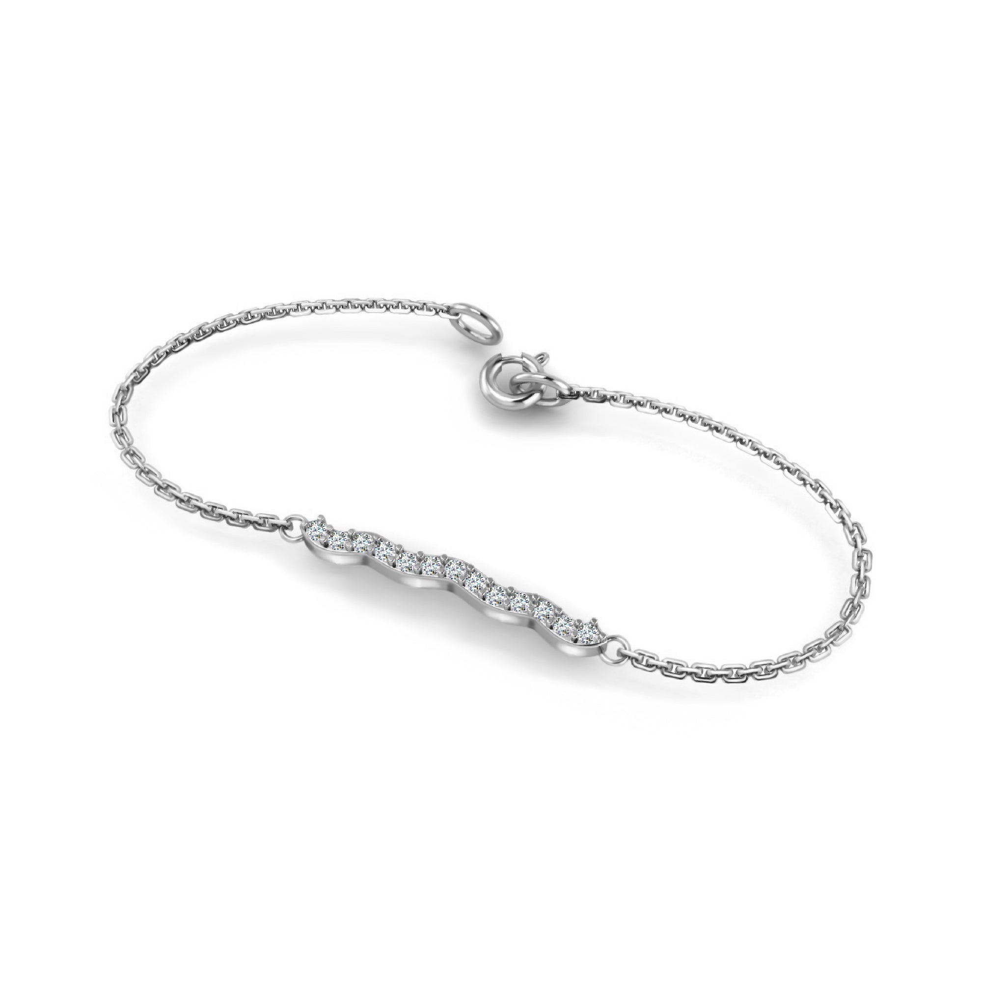 RKC Damen-Charm-Armband aus 925er-Sterlingsilber mit 0,2 Karat Moissanit, 14 Karat Gelbgold vergoldet, Gewicht 3 g
