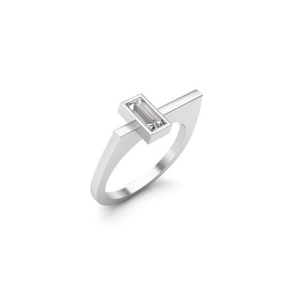 Anello regalo con fascia solitaria unisex RKC Baguette Moissanite Argento 925 placcato oro giallo 14K Peso 3 g Larghezza 1,60 MM