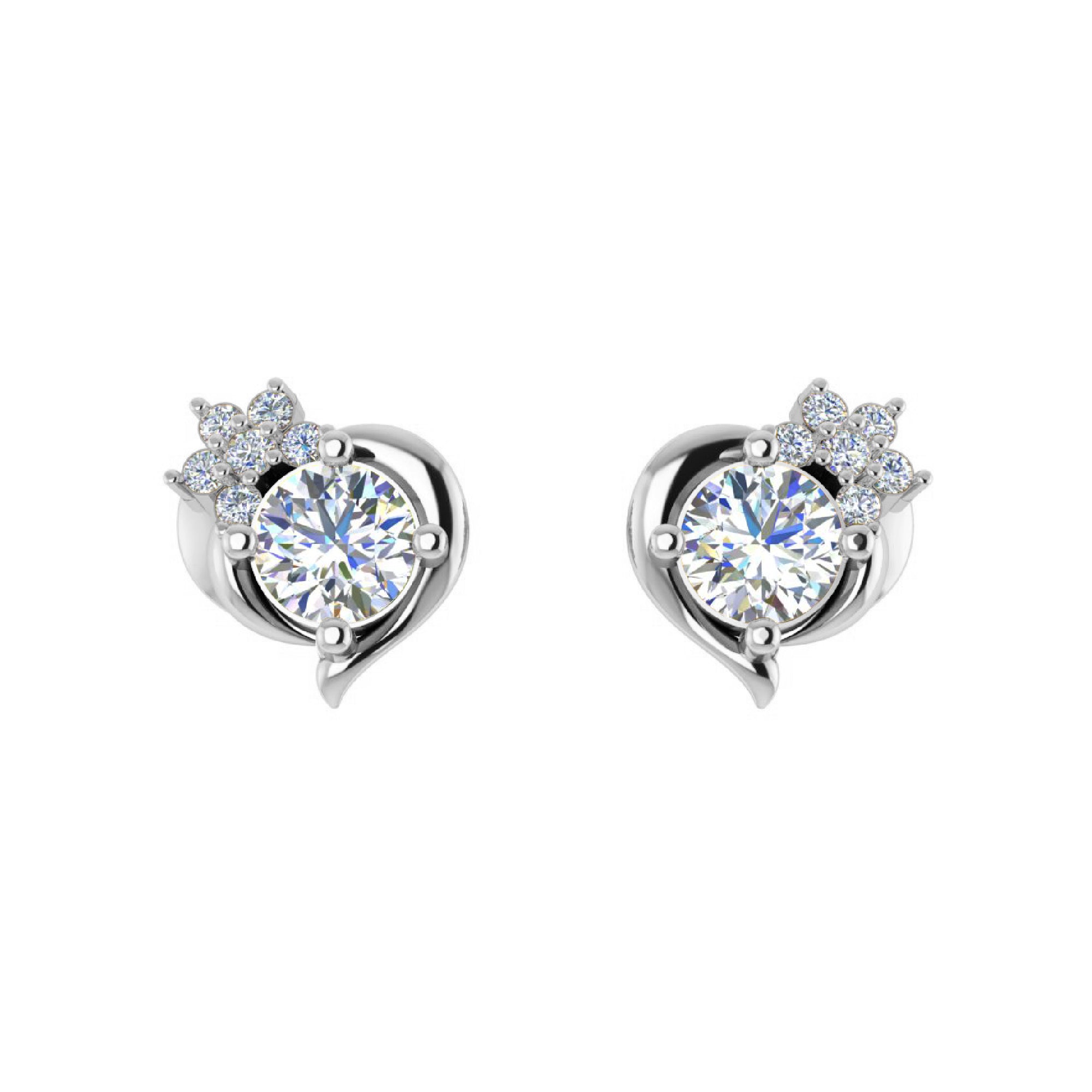 RKC Niedlicher, zierlicher Ohrstecker, runder Moissanit-Ohrring aus 925er-Sterlingsilber für Damen mit 1,60 g