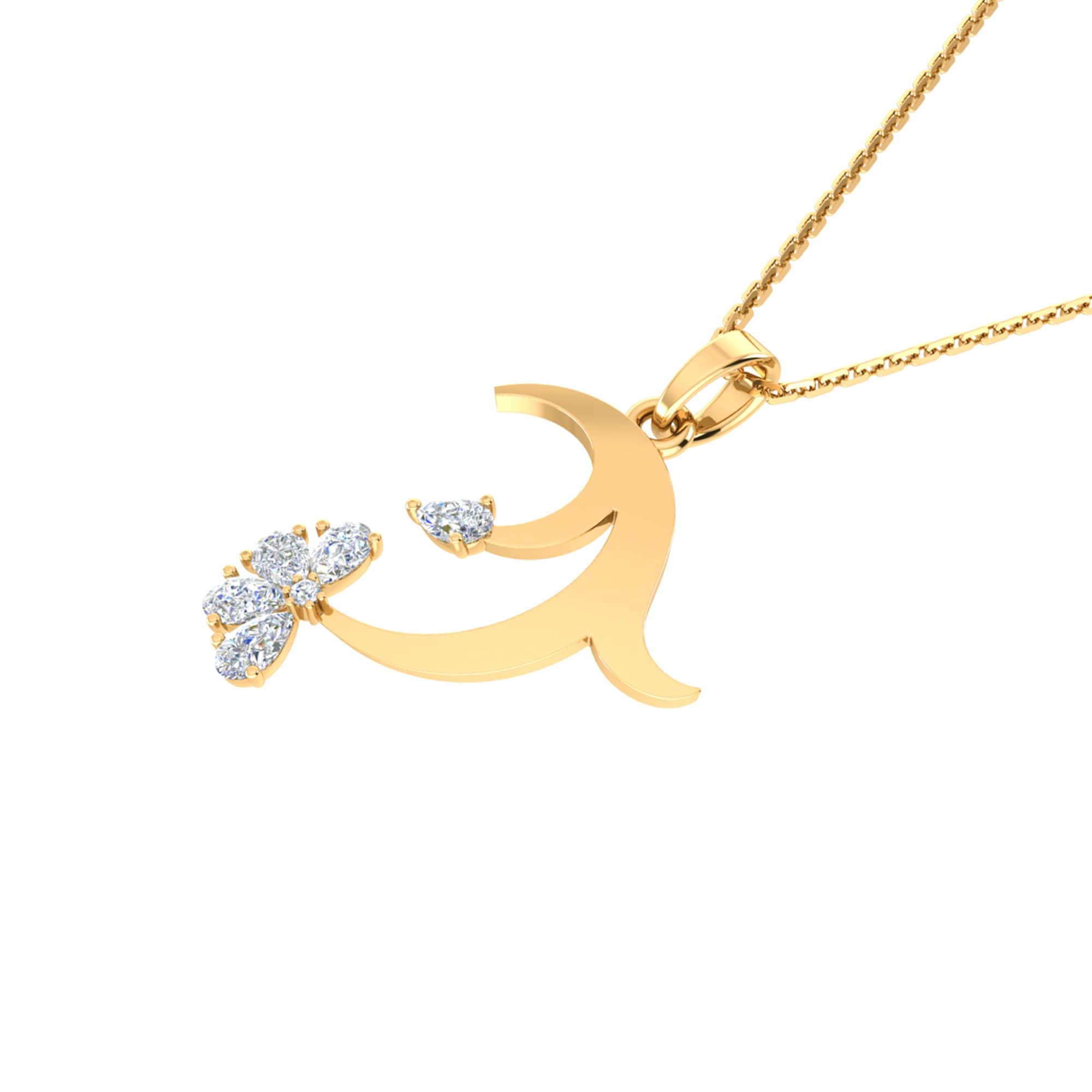 RKC Rose Gold Elegant Moissanite Flower Pendant With Chain