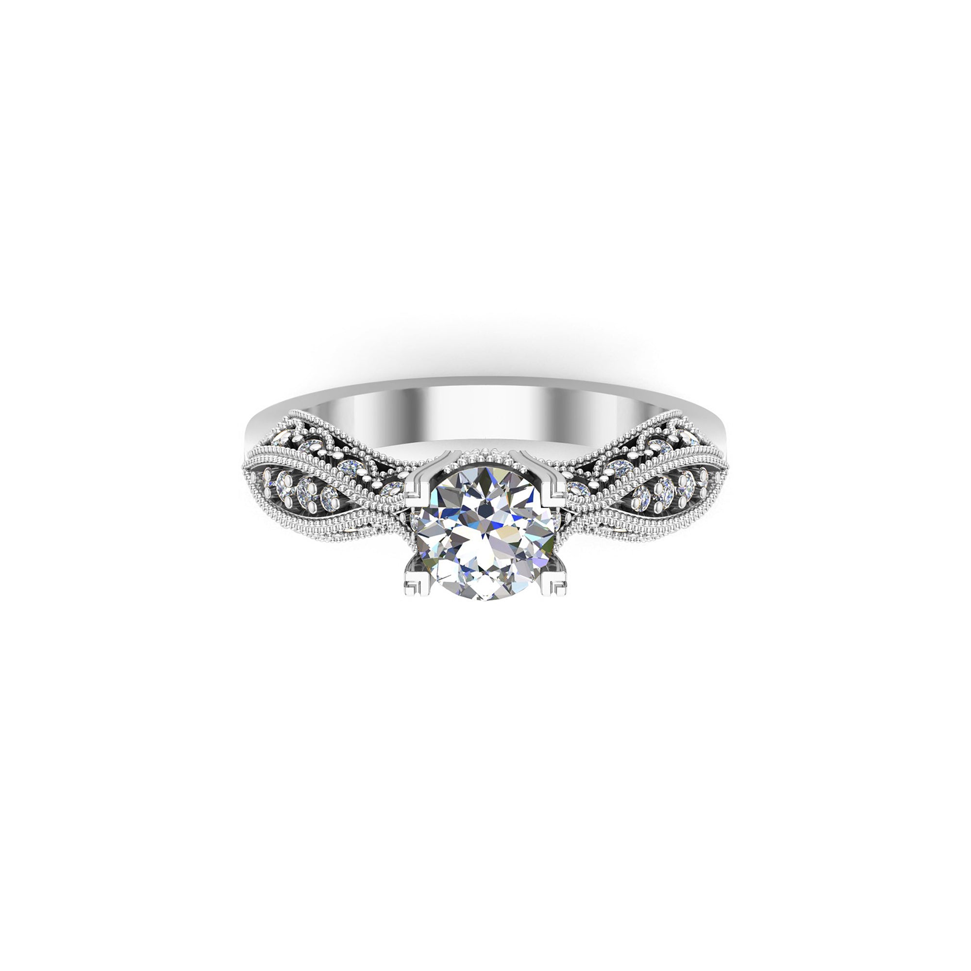Anello da sposa solitario rotondo con moissanite Milgrain RKC in argento 925 placcato oro rosa Peso 4,70 g Larghezza 2,50 mm