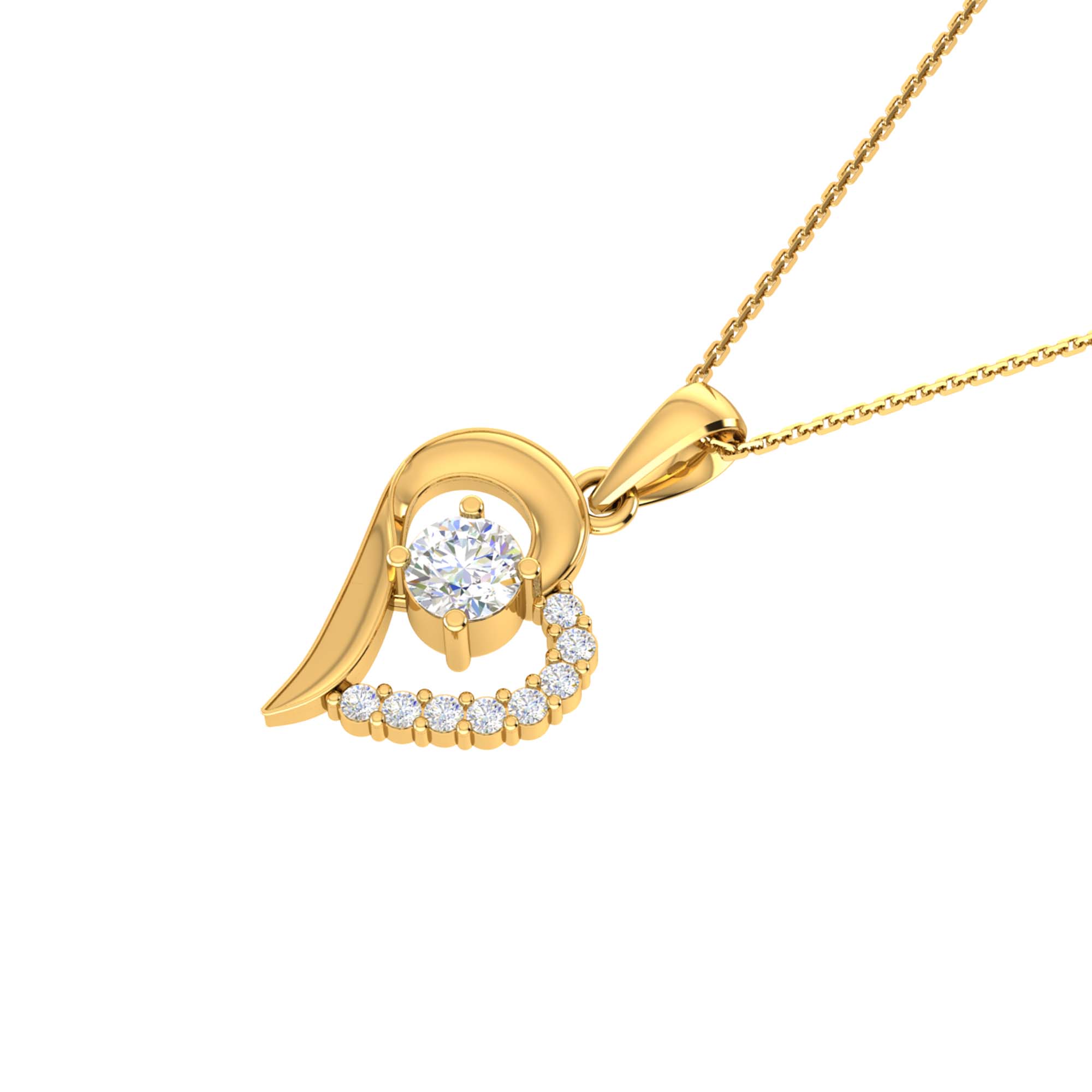 RKC Rose Gold Moissanite Heart Pendant With Link Chain Gift For Girls 925 Silver Weight 5.50 gm