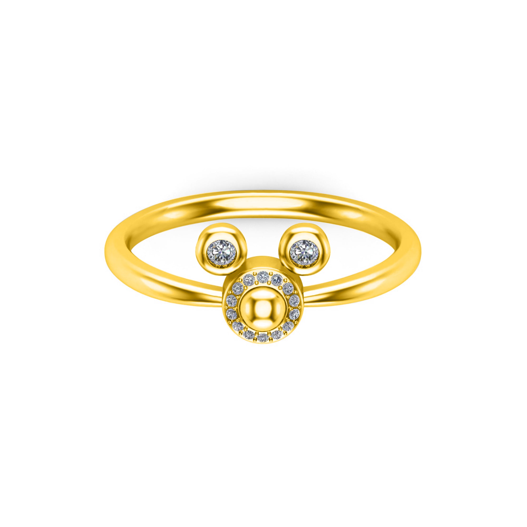 RKC Moissanit Tiny Cute Ring 925 Silber Damenring 14K Gelbgold plattiert, Gewicht 2,30 g, Breite 1,70 mm