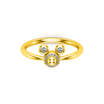 RKC Moissanit Tiny Cute Ring 925 Silber Damenring 14K Gelbgold plattiert, Gewicht 2,30 g, Breite 1,70 mm