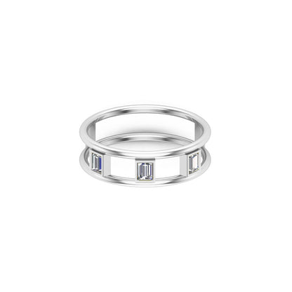 RKC Unisex-Ehering aus Moissanit im Baguetteschliff, 925er Silber, 14 Karat Gelbgold vergoldet, Gewicht 1,90 g, Breite 5,80 mm