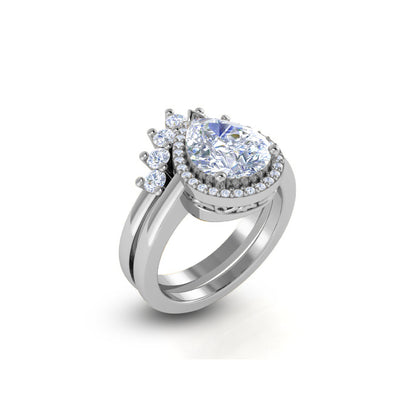 RKC 2,93 ct taglio a pera moissanite affascinante set da sposa in argento 925 per donna placcato oro rosa 14 carati peso 6,5 g