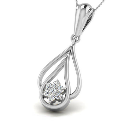 Ciondolo da donna in argento sterling RKC con goccia di moissanite da 0,31 ct, finitura in oro bianco 14 carati, peso 3,5 g, altezza 26,5 mm