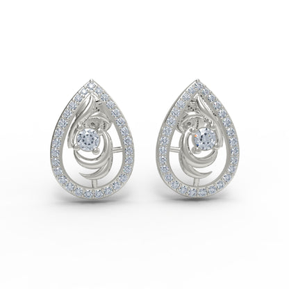 Orecchino da donna a forma di pera da donna in argento sterling RKC 925, giallo 14k, peso prodotto 2,60 GM, altezza pietra 12,80 mm