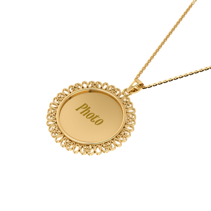 RKC Memory Photo Pendant Locket 14k Yellow Gold Plated 925 Silver Weight 6gm