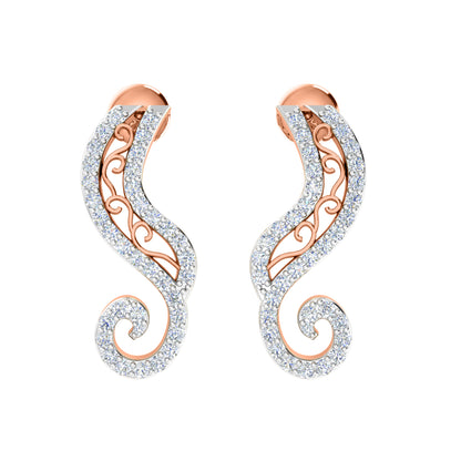 Orecchino da donna con perno in argento sterling RKC 925 bianco 14k su peso 3,00 g, altezza 20,50 mm