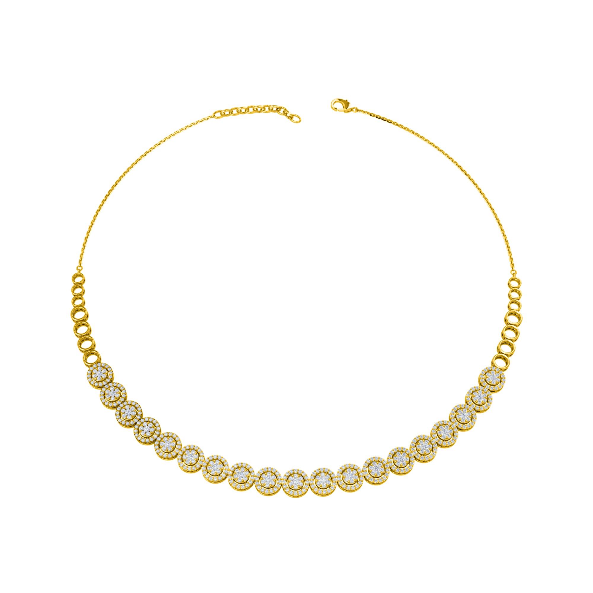 RKC-Karatgewicht: 3,6 CT, bezauberndes Halsketten-Set aus 925er-Silber mit 14-Karat-Gelbgoldbeschichtung. Produktgewicht: 13 GM