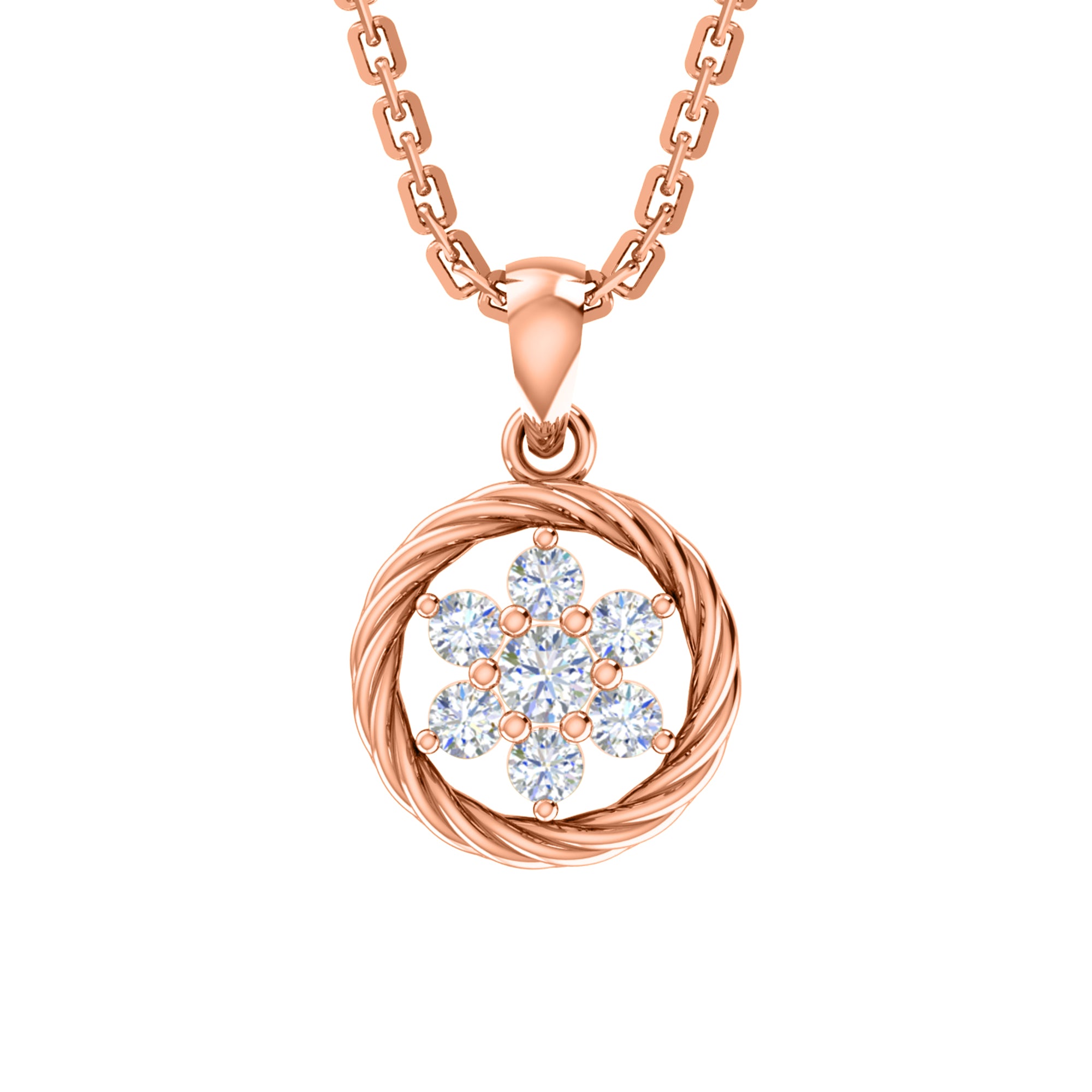 Ciondolo floreale in moissanite da 0,25 ct RKC, gioielli in argento 925, placcato in oro giallo 14 carati, peso 3,80 g, altezza 16,50 mm