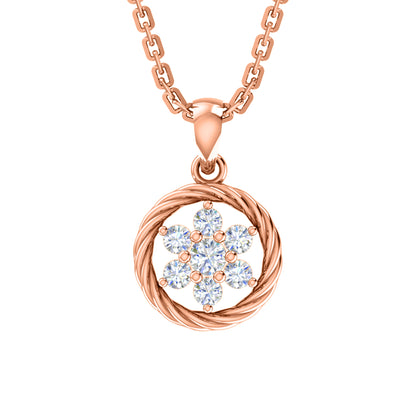 Ciondolo floreale in moissanite da 0,25 ct RKC, gioielli in argento 925, placcato in oro giallo 14 carati, peso 3,80 g, altezza 16,50 mm