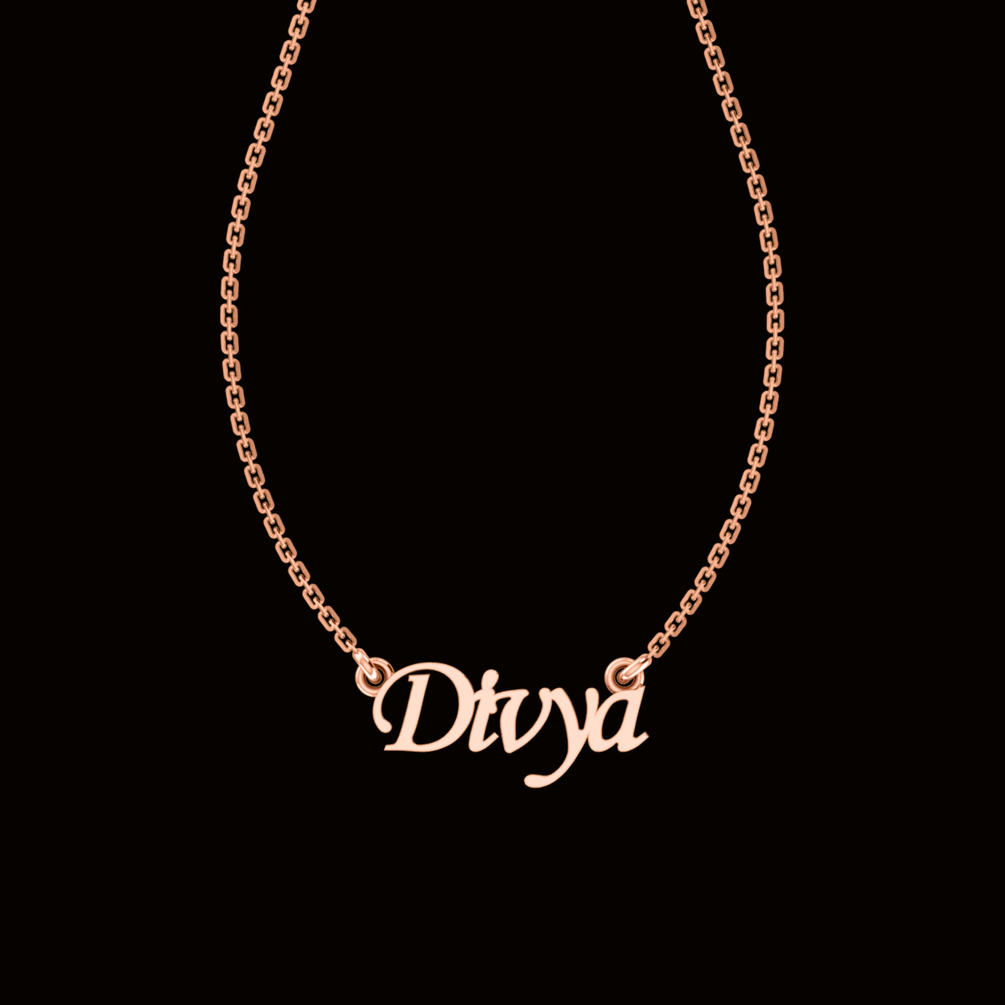 RKC Custom Name Pendant 925 Sterling Silver 14K Rose Gold Plated Wt 2.80GM Height 10.20 MM