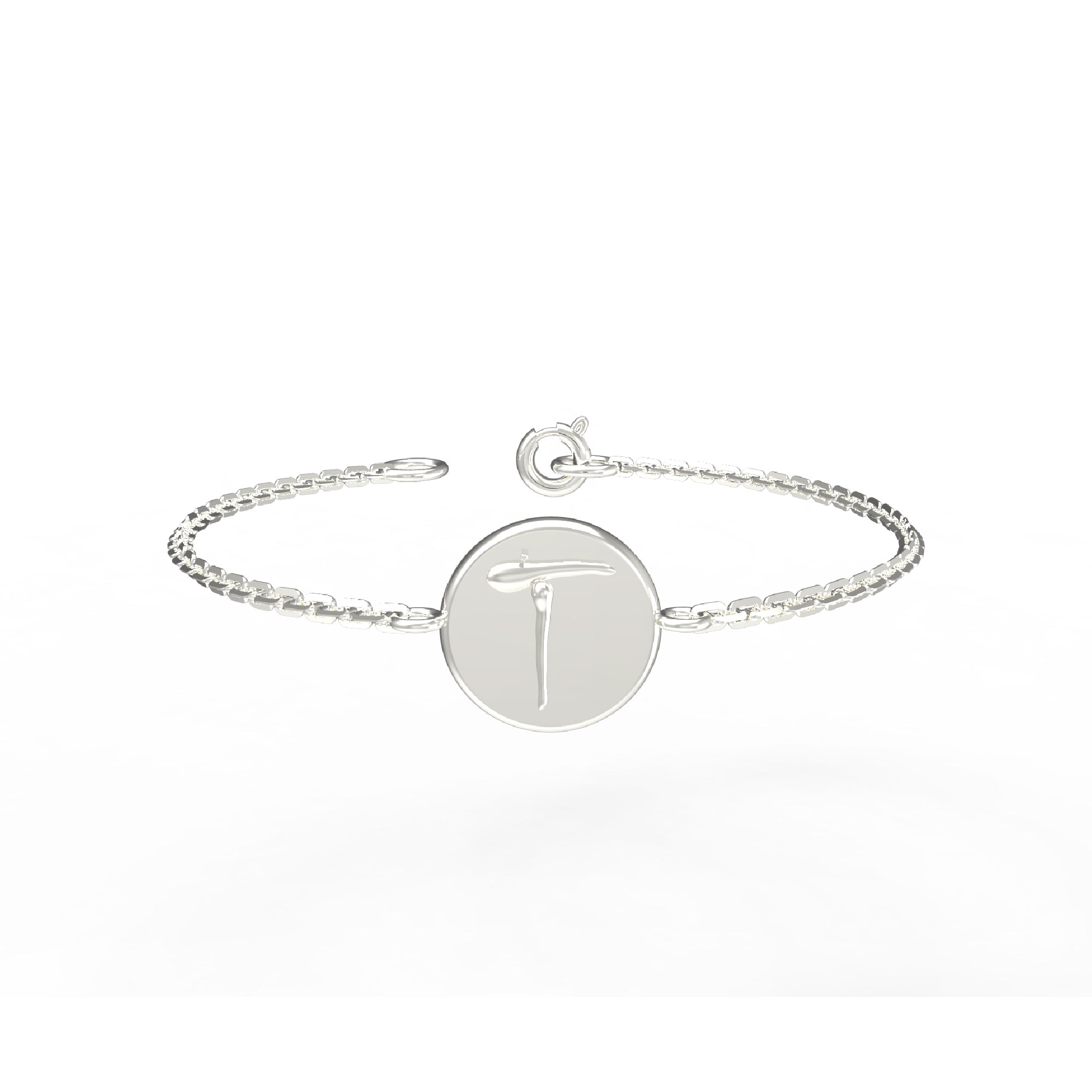 Bracciale iniziale a forma rotonda in argento sterling RKC 925, regalo per lei, placcato in oro giallo 14 carati, peso 3,25 g
