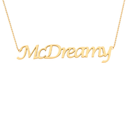 RKC MCDREAMY Name Necklace For Gift 14k Yellow Gold Plated 925 Silver Weight 4.5 gm and Height 14mm