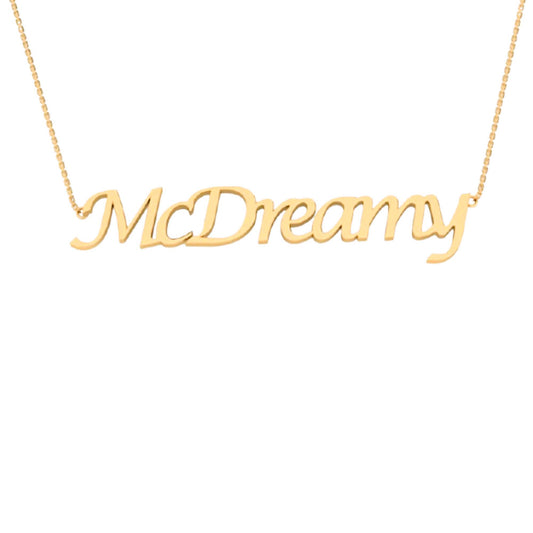 RKC MCDREAMY Name Necklace For Gift 14k Yellow Gold Plated 925 Silver Weight 4.5 gm and Height 14mm