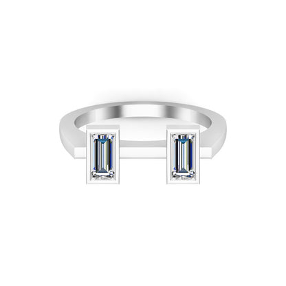 RKC Ehering aus 925er-Sterlingsilber, Moissanit-Baguette-Bandring für Damen, Gewicht 3,40 g, Breite 1,75 mm